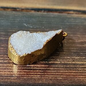 White Crystal Pendant With Gold Casing